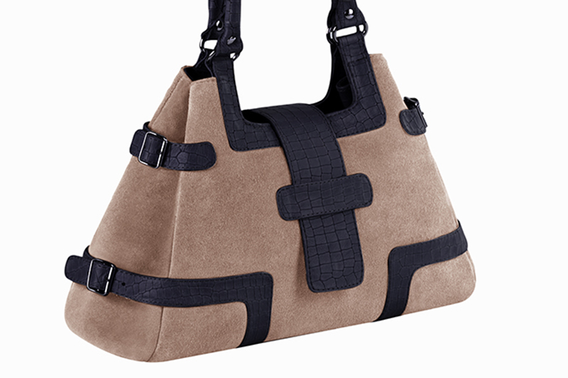 Handcrafted women's luxurious elegant handbag in premium biscuit beige and navy blue leather. Perfect for elevated everyday style.   
                Choose from our luxurious collections of leather and fabric to perfectly match your handbags to your outfits.